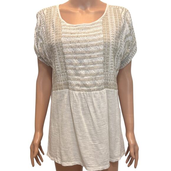 J.Jill medium embroidered burnout cap sleeve top TB 2858 - Picture 1 of 11